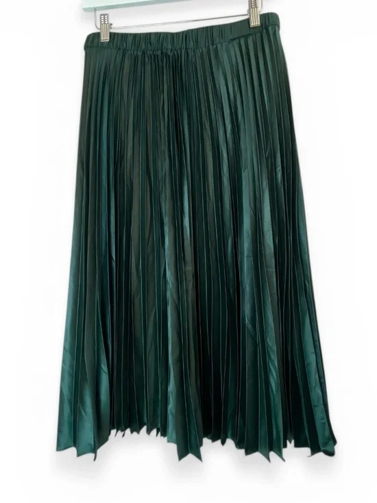 1.STATE Satin Pleated Accordion Midi Skirt in Green Size 6 - Picture 2 of 8